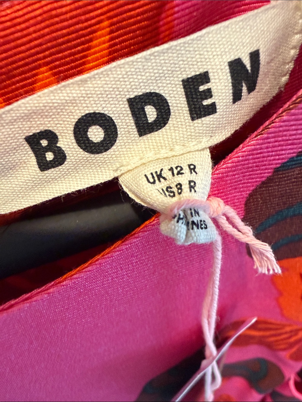 Boden Fuchsia Pink Dress with Orange Floral Print - Picture 2 of 4